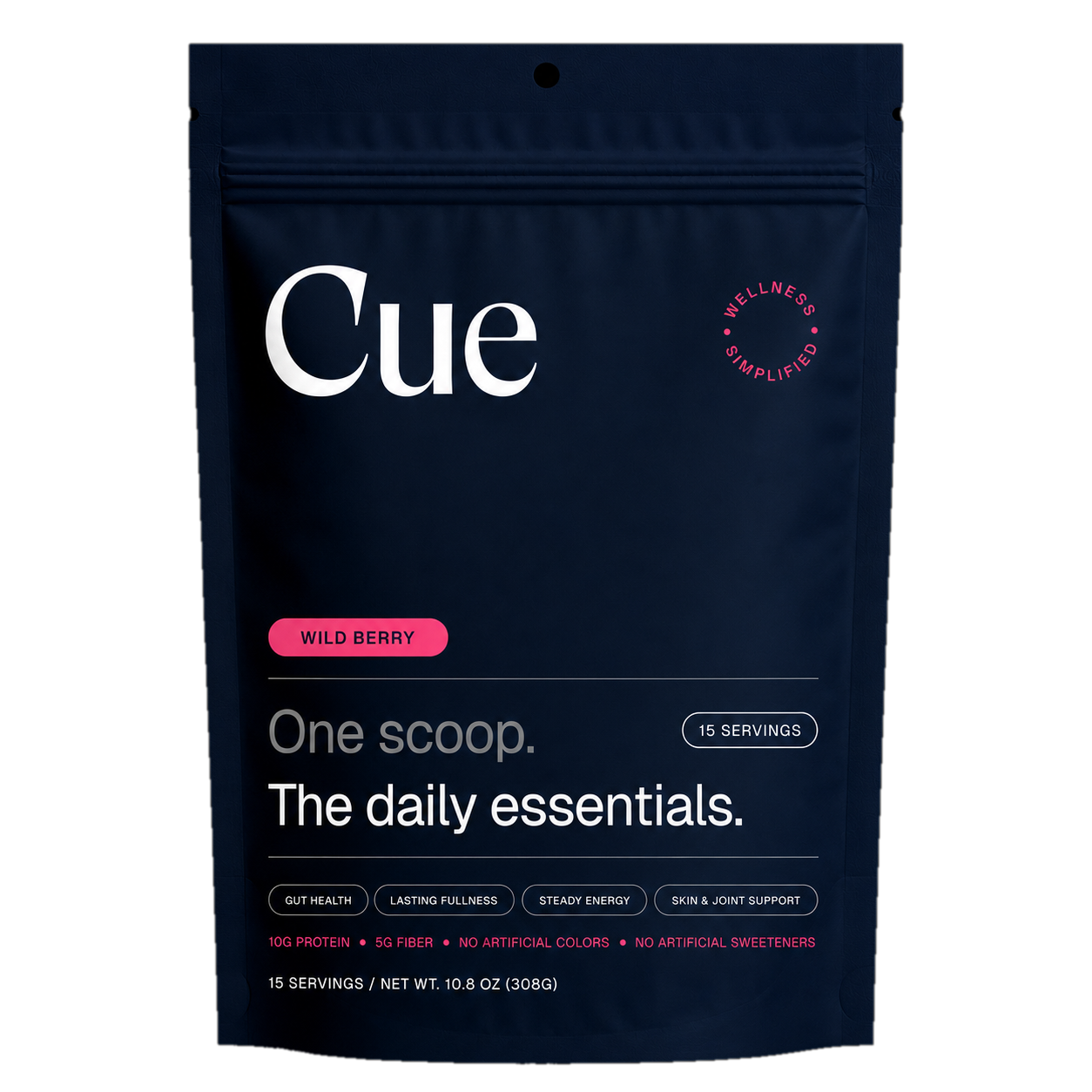 Cue Wild Berry pouch, front